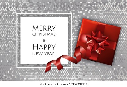 Vector Merry Christmas And Happy New Year background with golden star, balls.