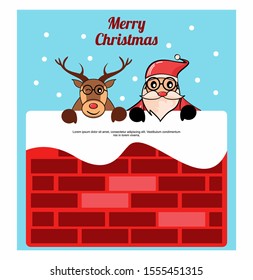 	
Vector Merry Christmas and Happy New Year greeting card set with cute santa claus and hand drawn lettering.