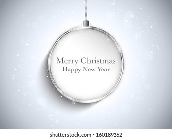 Vector: Feliz Navidad Feliz Año Nuevo plata con estrellas y copos de nieve