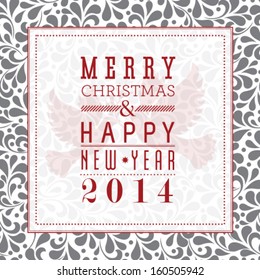 Vector Merry Christmas and Happy New Year card design. Perfect as invitation or announcement.