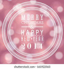 Vector Merry Christmas and Happy New Year card design. Perfect as invitation or announcement.