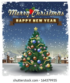 vector merry Christmas and happy new year illustration