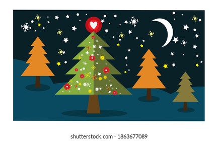 Vector of Merry Christmas and Happy New Year  greeting card, vector illustration.