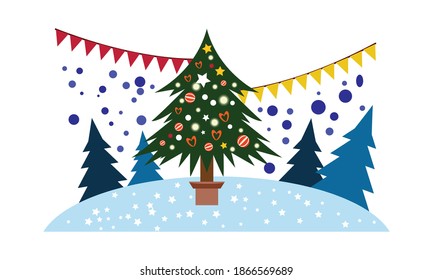 Vector of Merry Christmas and Happy New Year  greeting card, vector illustration.
