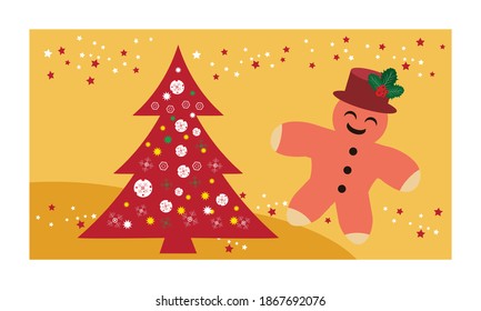 Vector of Merry Christmas and Happy New Year  greeting card, vector illustration.