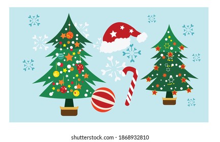 Vector of Merry Christmas and Happy New Year  greeting card, vector illustration.