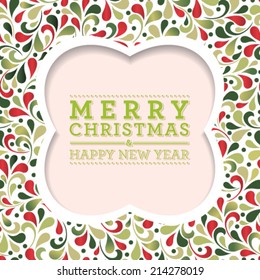 Vector Merry Christmas and Happy New Year card design. Perfect as invitation or announcement.