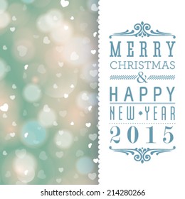 Vector Merry Christmas and Happy New Year card design. Perfect as invitation or announcement.