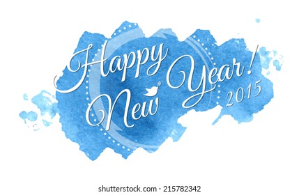 Vector Merry Christmas and Happy New Year card design. Watercolor, abstract background. 2015