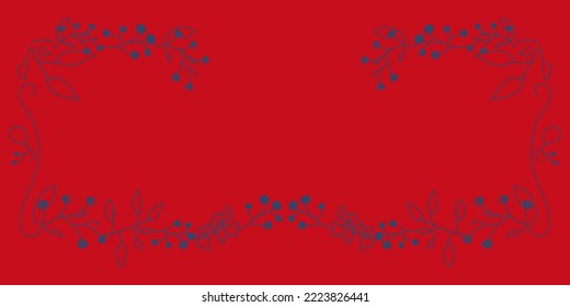 Vector. Merry Christmas and Happy New Year floral background, copy space for text. Rustic horizontal frame template for Christmas cards, wedding invitations, party invitations. Hand-drawn sketch.