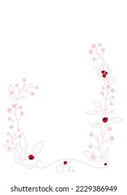Vector. Merry Christmas and Happy New Year floral background, copy space for your text. Rustic vertical frame template for Christmas cards, wedding invitations, party invitation. Hand-drawn sketch.