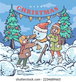 vector merry christmas and happy new year themed illustration, suitable for wallpaper inspiration, banner printing, event flyers, calendars or your other digital element needs