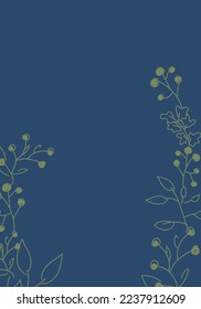 Vector. Merry Christmas and Happy New Year floral background, copy space for your text. Rustic vertical frame template for Christmas cards, wedding invitations, party invitation. Hand-drawn sketch.