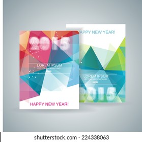 Vector Merry Christmas and Happy New Year design with pattern of geometric shapes. 