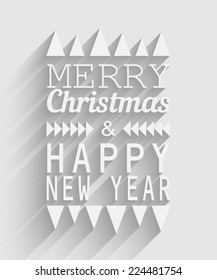 vector merry christmas and happy new year card with paper effect background