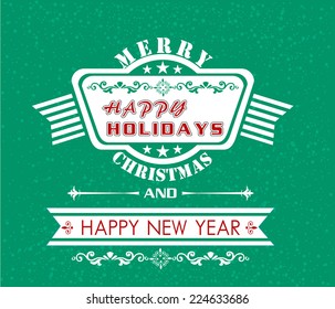 Vector Merry Christmas and Happy New Year card design.