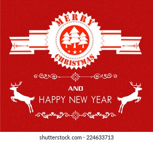 Vector Merry Christmas and Happy New Year card design.