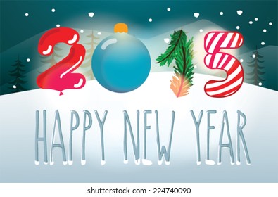Vector Merry Christmas and Happy New Year card design.