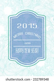 Vector Merry Christmas and Happy New Year Congratulations lettering on a Abstract decoration vintage bokeh background with lights card design. Perfect as invitation or announcement. Vector 10 EPS