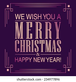 Vector Merry Christmas and Happy New Year card design. Perfect as invitation or announcement.