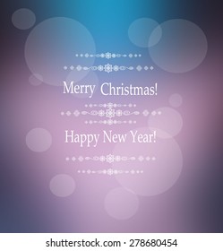 Vector Merry Christmas and Happy New Year card design. Perfect as invitation or announcement.  Vector illustration EPS10