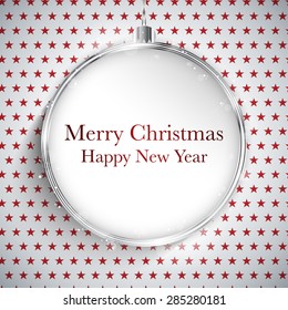 Vector - Merry Christmas Happy New Year Ball Silver  on Star Seamless Pattern