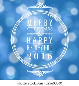 Vector Merry Christmas and Happy New Year card design. Perfect as invitation or announcement.