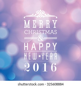 Vector Merry Christmas and Happy New Year card design. Perfect as invitation or announcement.