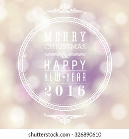 Vector Merry Christmas and Happy New Year card design. Perfect as invitation or announcement.