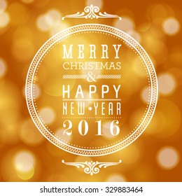 Vector Merry Christmas and Happy New Year card design. Perfect as invitation or announcement.