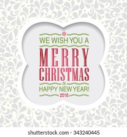 Vector Merry Christmas and Happy New Year card design. Perfect as invitation or announcement.