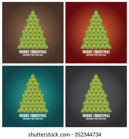 Vector : Merry Christmas and Happy New Year 2016 Greeting Card With Christmas Tree Graphic 