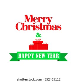 Vector Merry Christmas and Happy New Year greeting card