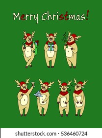 Vector Merry Christmas and happy new year deers