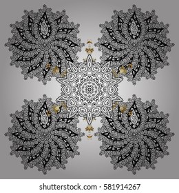 Vector Merry Christmas and Happy New Year lettering quote. White snowflakes on white background poster. Hand drawn design with abstract winter doodles.