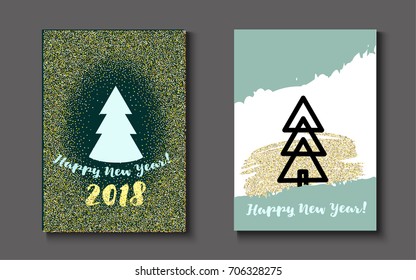 Vector Merry Christmas, Happy New Year Gift Cards. Festive Celebration A4 Posters. Minimal Christmas Covers. Simple Holidays Design. Luxury Elegant Party Background. Gift or Postcard, Flyer Template.