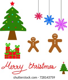 Vector - Merry Christmas and Happy new year . set decoration on white background.