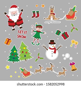 vector merry christmas icon set