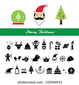 Vector Merry Christmas icons set   