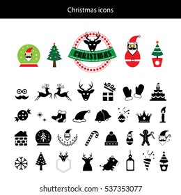 Vector Merry Christmas icons set  