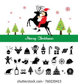 Vector Merry Christmas icons set   