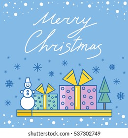 Vector merry christmas illustration. Emblems christmas and other decorative elements.