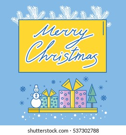 Vector merry christmas illustration. Emblems christmas and other decorative elements.