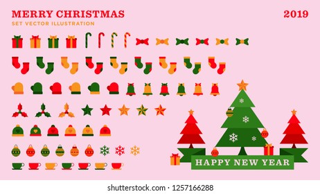 Vector Merry Christmas Illustration Set 2019