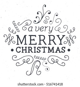 Vector Merry Christmas illustration. Template for greeting card or banner