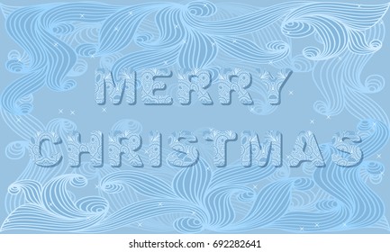 Vector Merry Christmas invitation card with ornamental lettering.