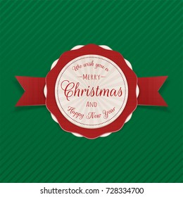 Vector Merry Christmas Label on green Background
