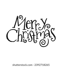 Vector merry christmas lettering on white.