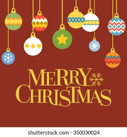 Vector merry christmas letters with christmas ball
