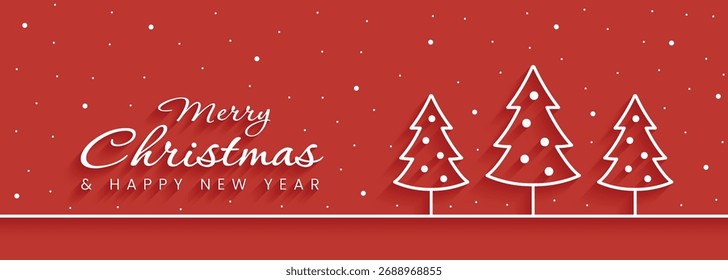 Navidades de Vector alegres con el fondo mínimo del diseño de la línea Tress